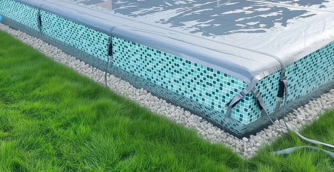 Покрывало для бассейна под снегом — защита зимой в Всеволожске